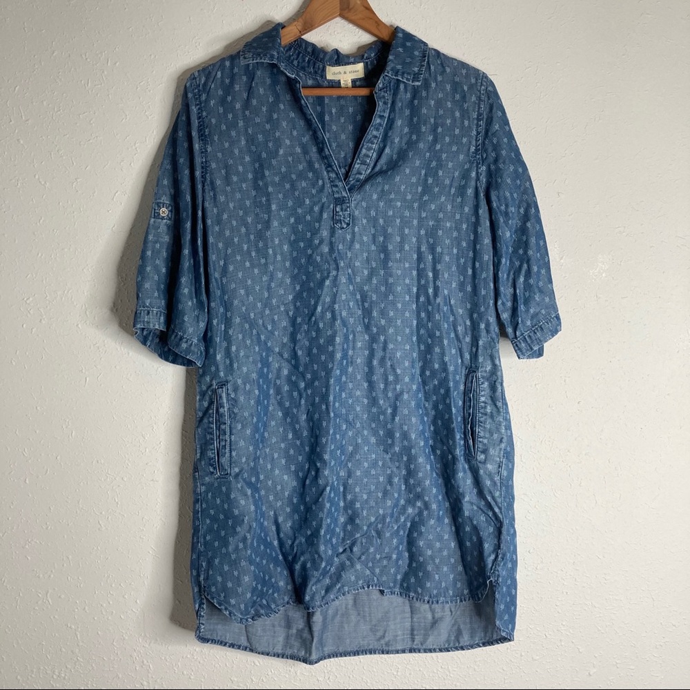 2/$20 Cloth & Stone Medium Jean V Neck Tunic Dress